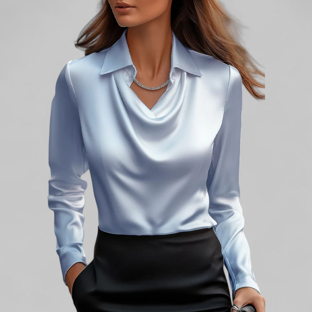Ladies' Elegant V-Neck Long Sleeve Top Shirt
