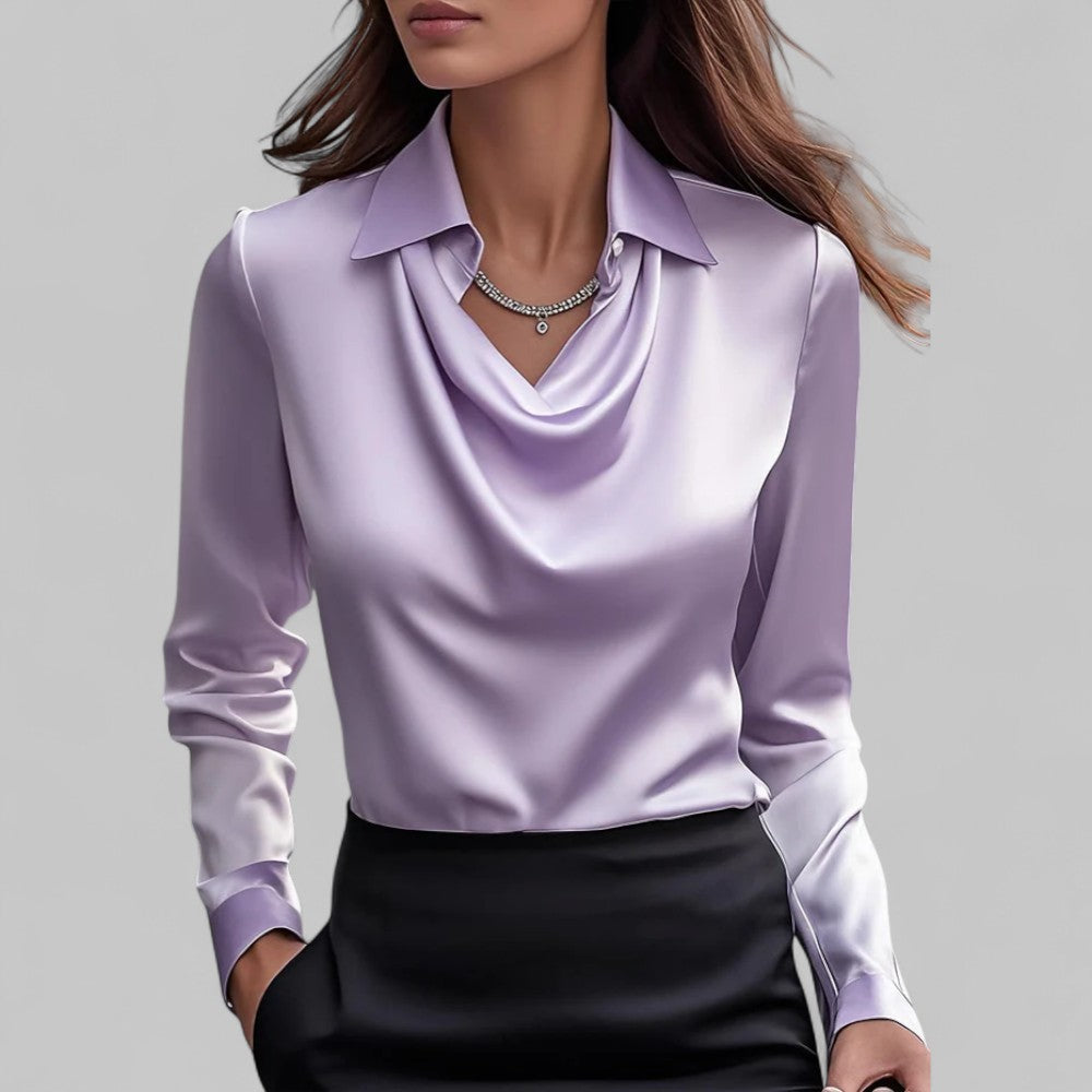 Ladies' Elegant V-Neck Long Sleeve Top Shirt