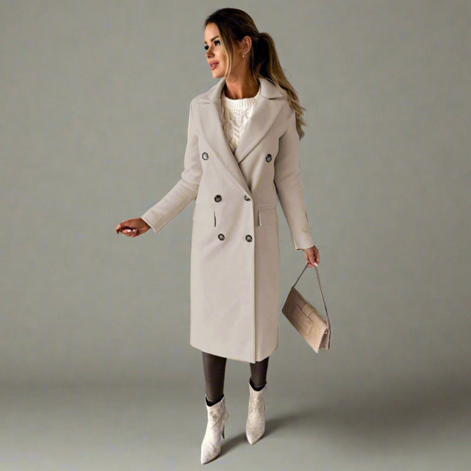 Wrenleigh | Women's Long Trench Coat - Elegant Wool Overcoat
