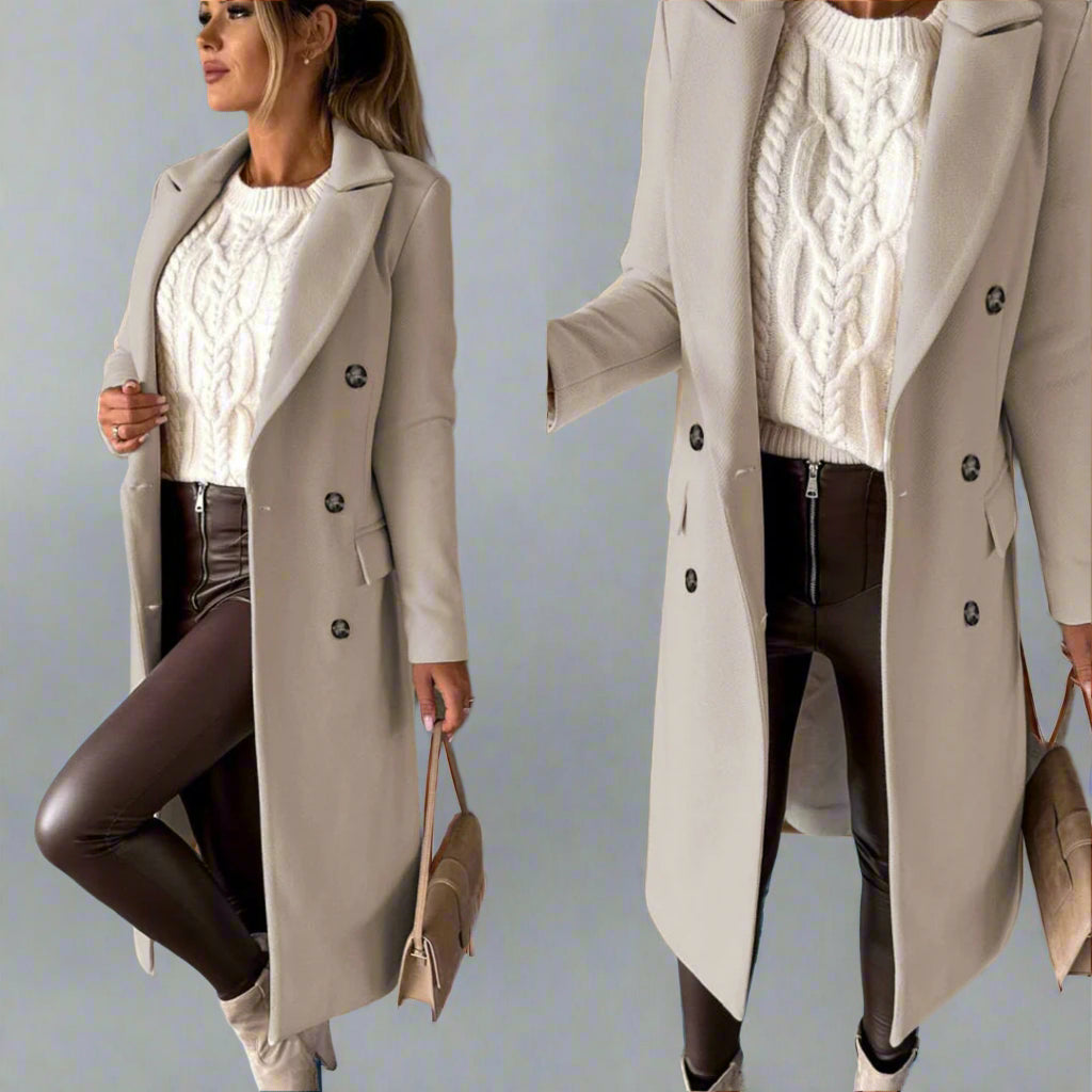 Wrenleigh | Women's Long Trench Coat - Elegant Wool Overcoat