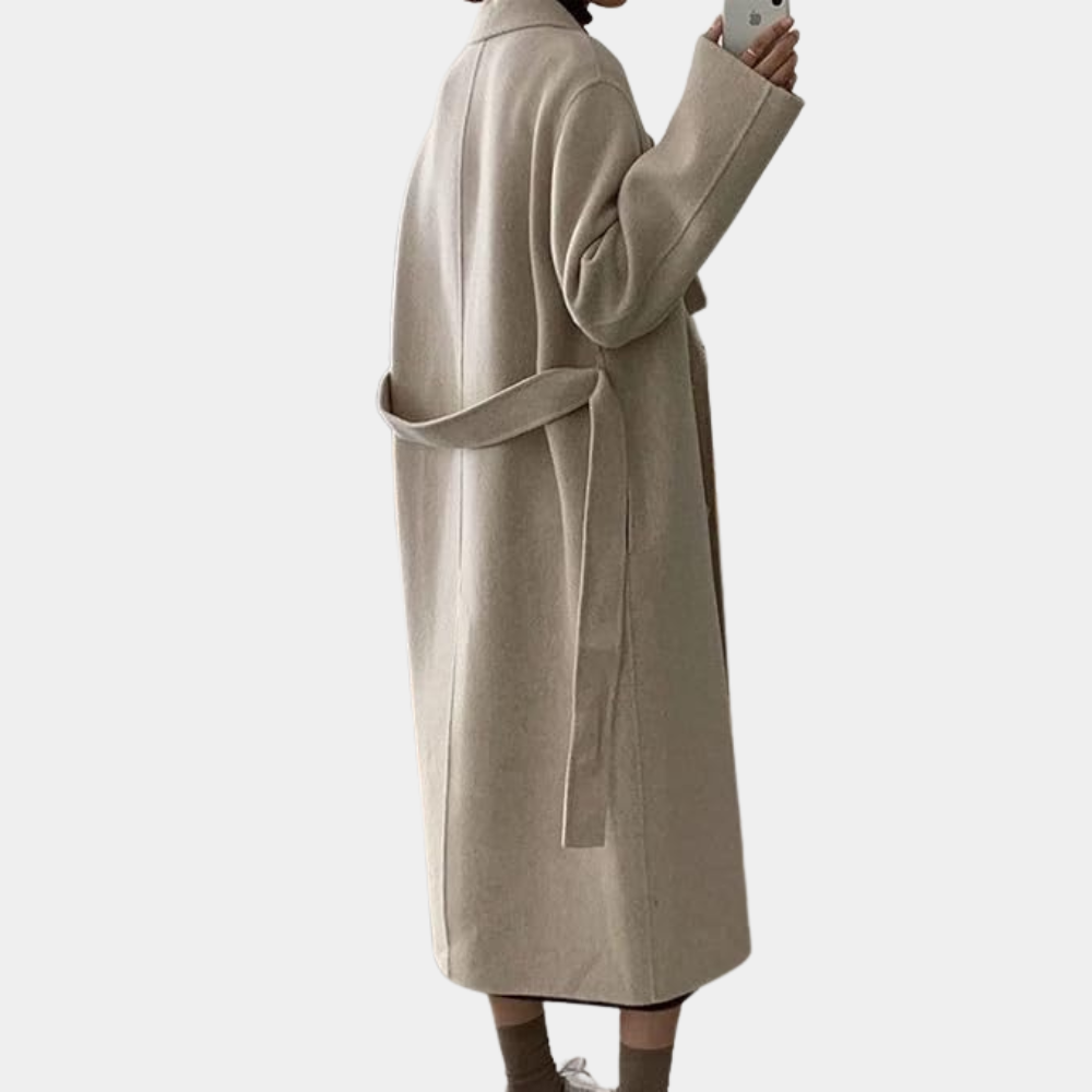 Women’s Elegant Double-Breasted Long Overcoat