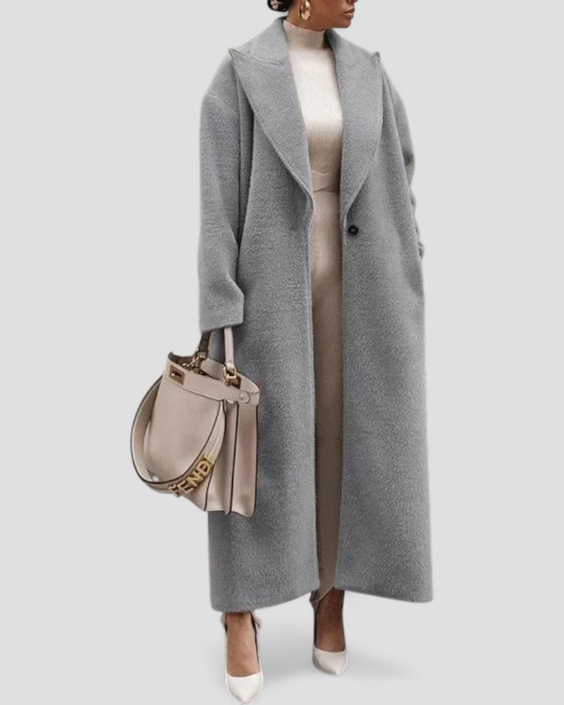 Women’s Elegant Faux Woolen Long Coat