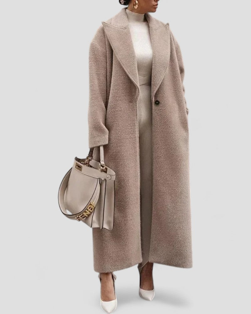 Women’s Elegant Faux Woolen Long Coat