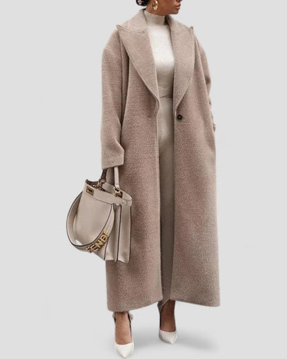 Women’s Elegant Faux Woolen Long Coat