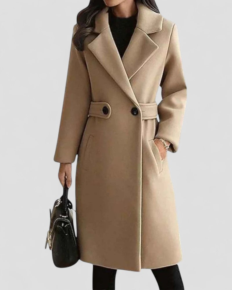 Women’s Elegant Wool-Blend A-Line Coat
