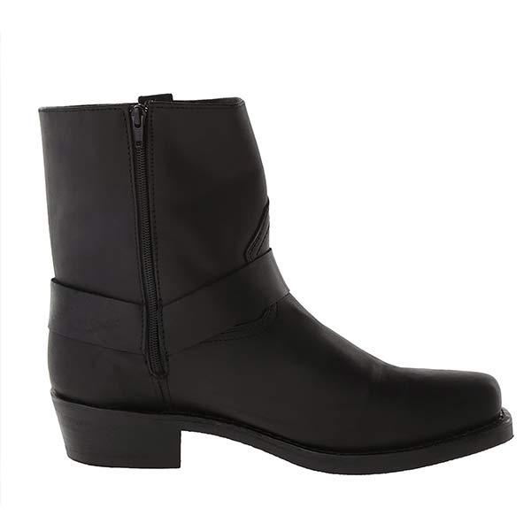 Women's Mid-Cut Black Biker Boots with Harness Detail – Durable and Stylish
