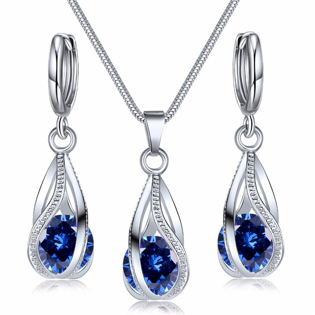 Frozen Crystal Pendant Jewelry Set - BritishElegance