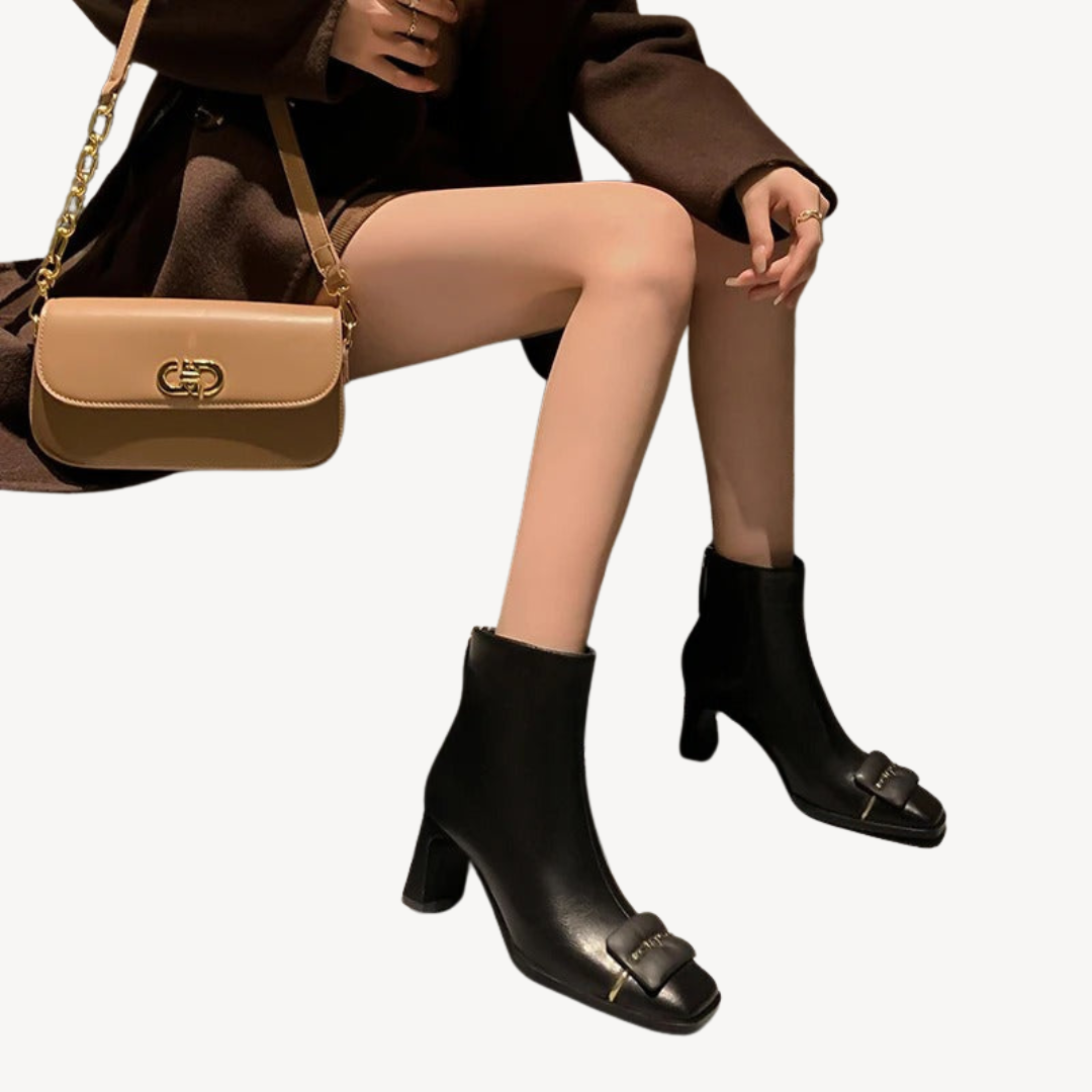 Women’s Retro Leather Bow Ankle Boots