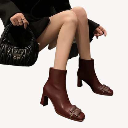 Women’s Retro Leather Bow Ankle Boots