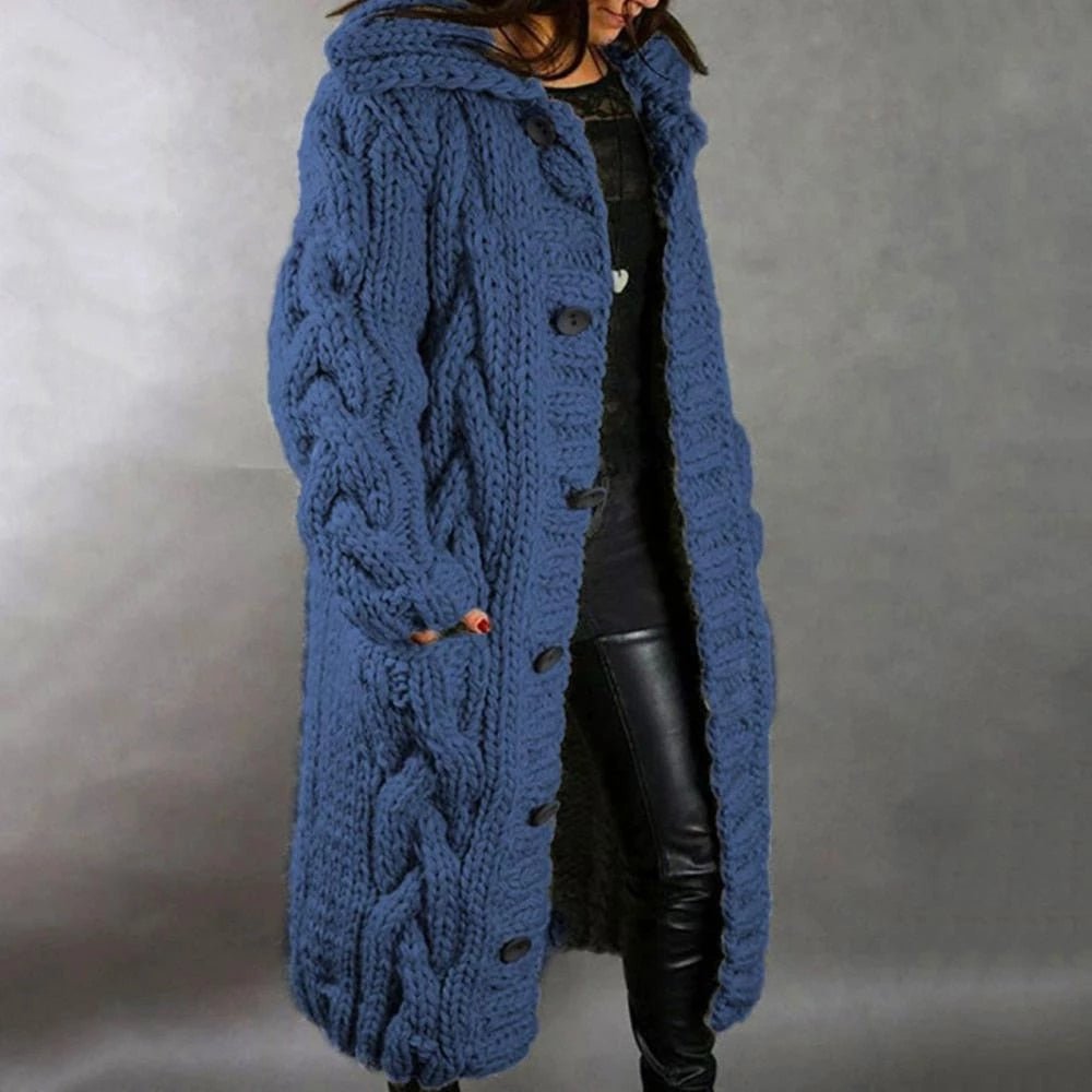 Cozy Large Knit Button Women's Cardigan Sweater - BritishElegance