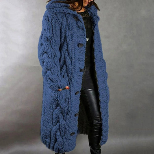 Cozy Large Knit Button Women's Cardigan Sweater - BritishElegance
