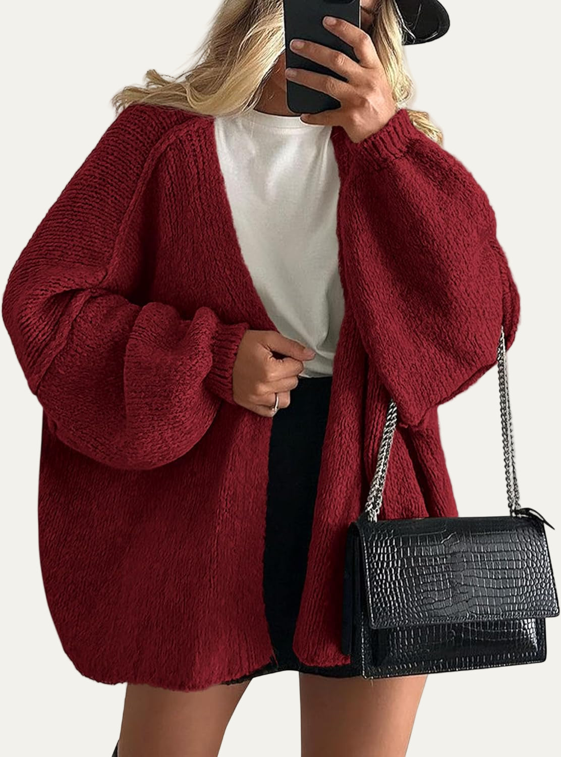 Women’s Chunky Balloon Sleeve Knit Cardigan