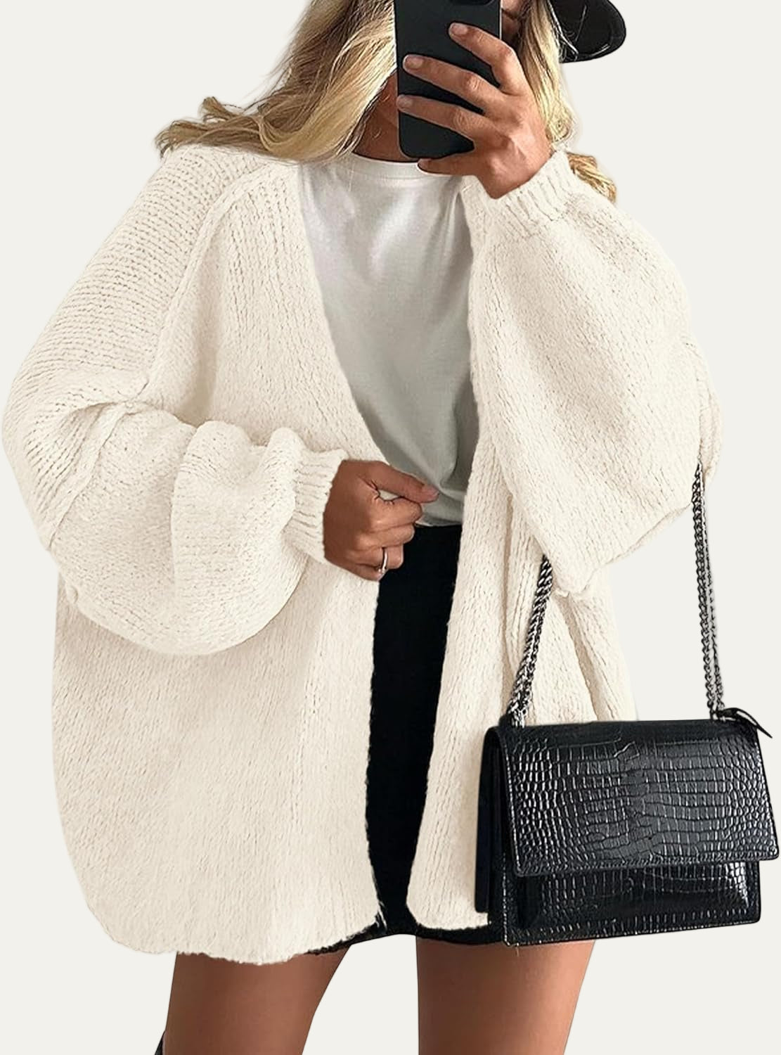 Women’s Chunky Balloon Sleeve Knit Cardigan