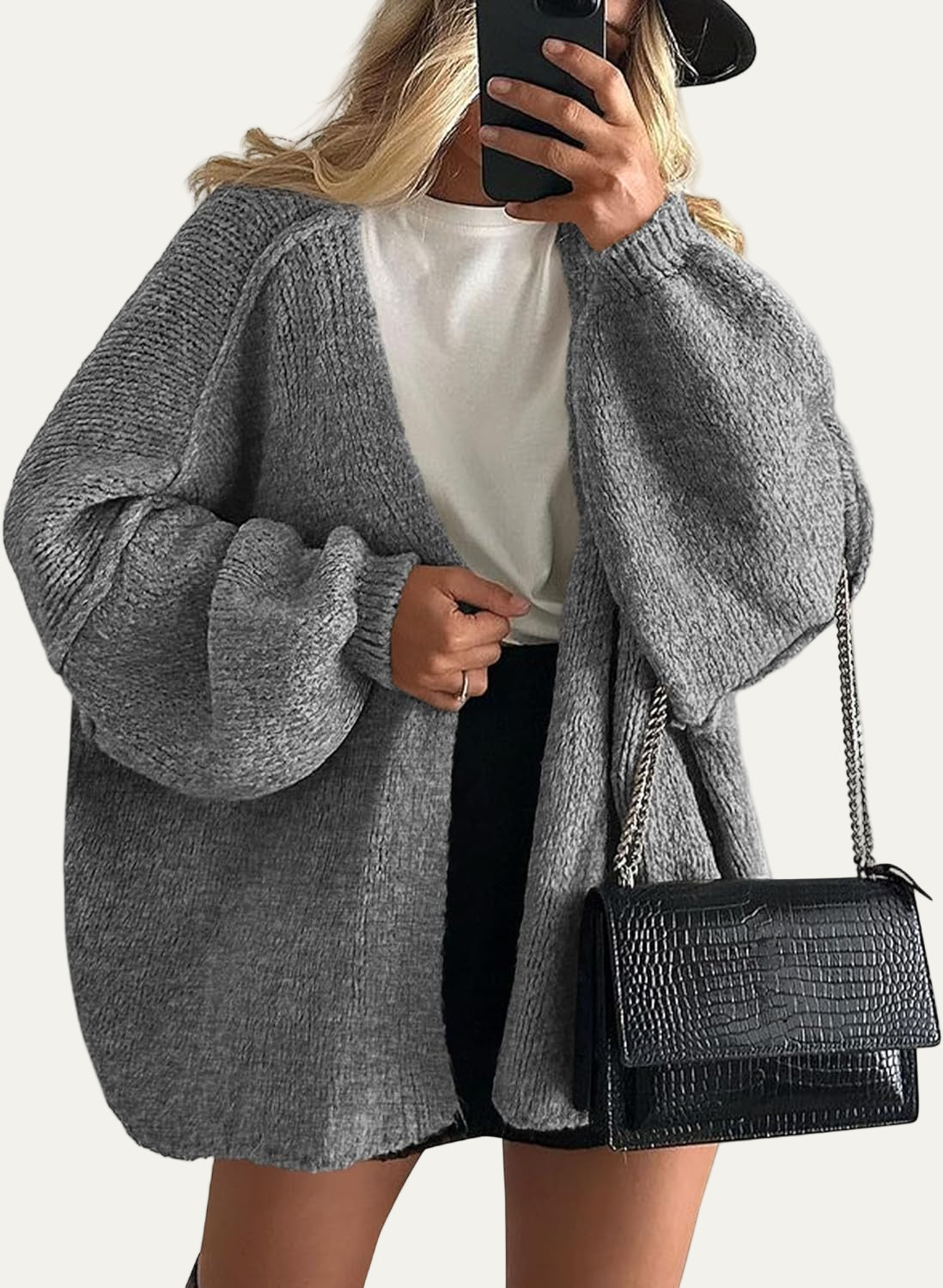 Women’s Chunky Balloon Sleeve Knit Cardigan