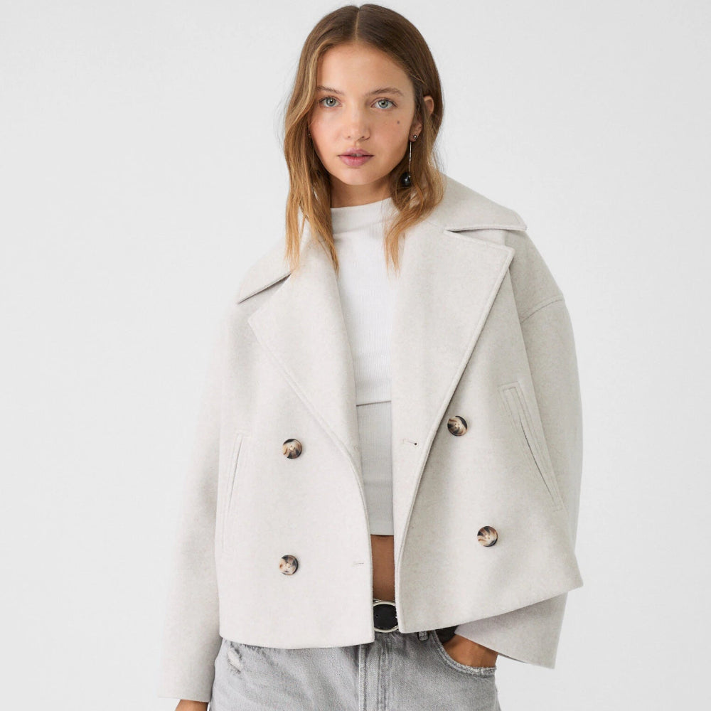 Tiffany | Women's Oversized Wool Coat - Short Double