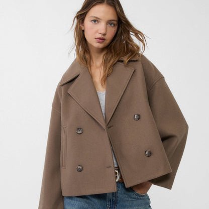 Tiffany | Women's Oversized Wool Coat - Short Double