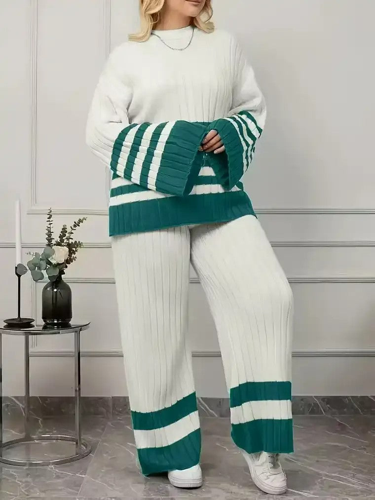 Cozy Textured Knit Pajama Set – Soft Oversized Loungewear - BritishElegance