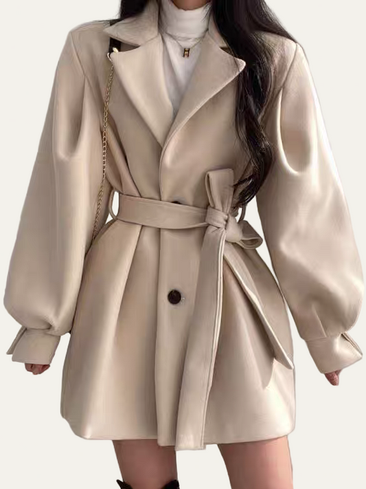 Women’s Belted Puff Sleeve Trench Coat