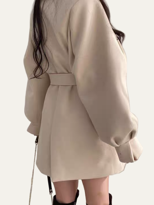 Women’s Belted Puff Sleeve Trench Coat