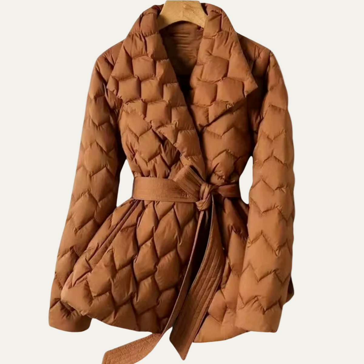 Women’s Quilted Puffer Jacket with Belted Waist