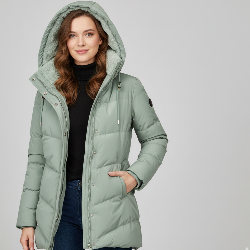 Ocean | Women's Puffer Parka Coat - Winter Jacket Hooded