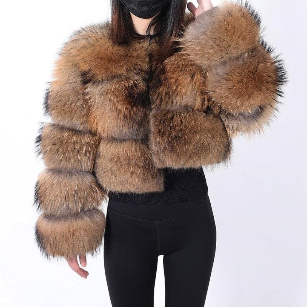 Luxurious Fur Ladies Long Warm Parka Coat
