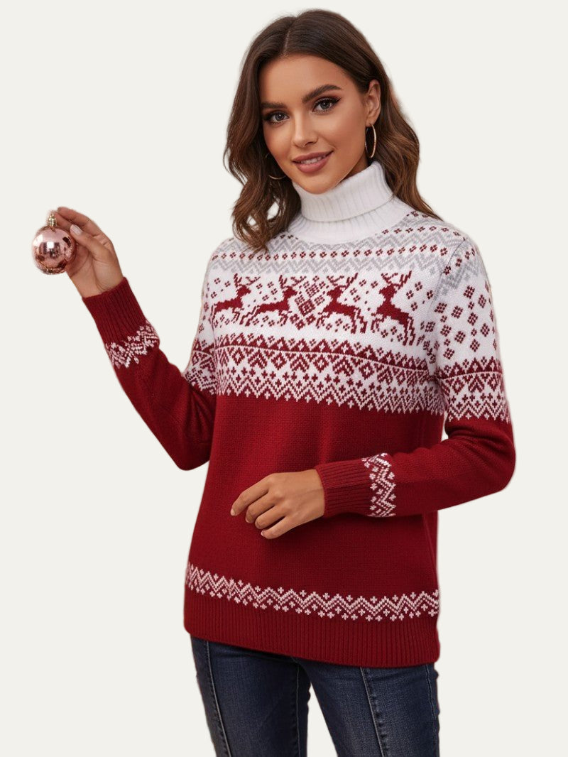 Women’s Fair Isle Reindeer Turtleneck Sweater