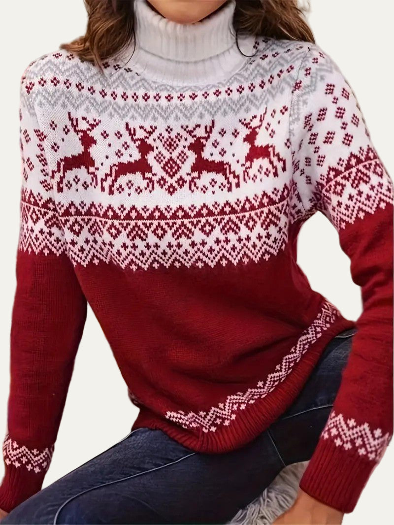 Women’s Fair Isle Reindeer Turtleneck Sweater