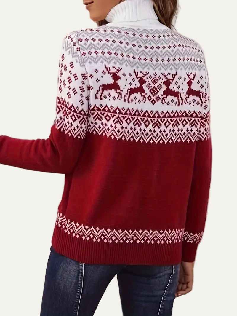 Women’s Fair Isle Reindeer Turtleneck Sweater