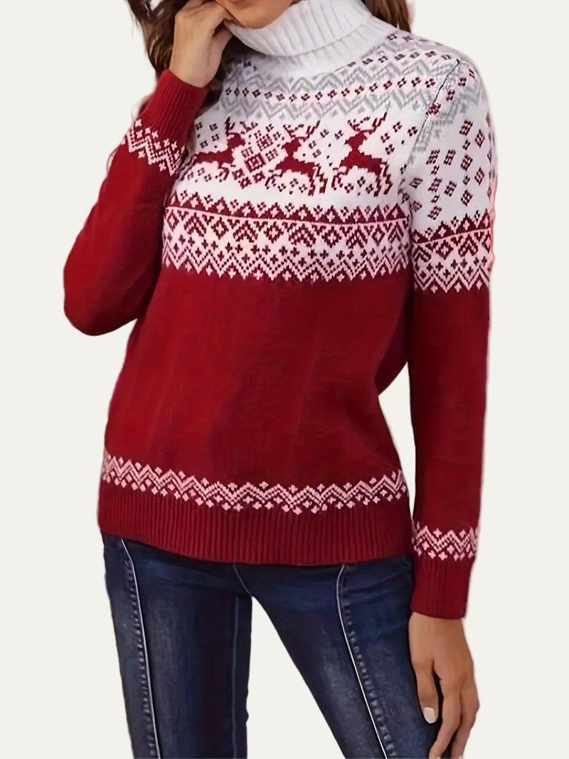 Women’s Fair Isle Reindeer Turtleneck Sweater