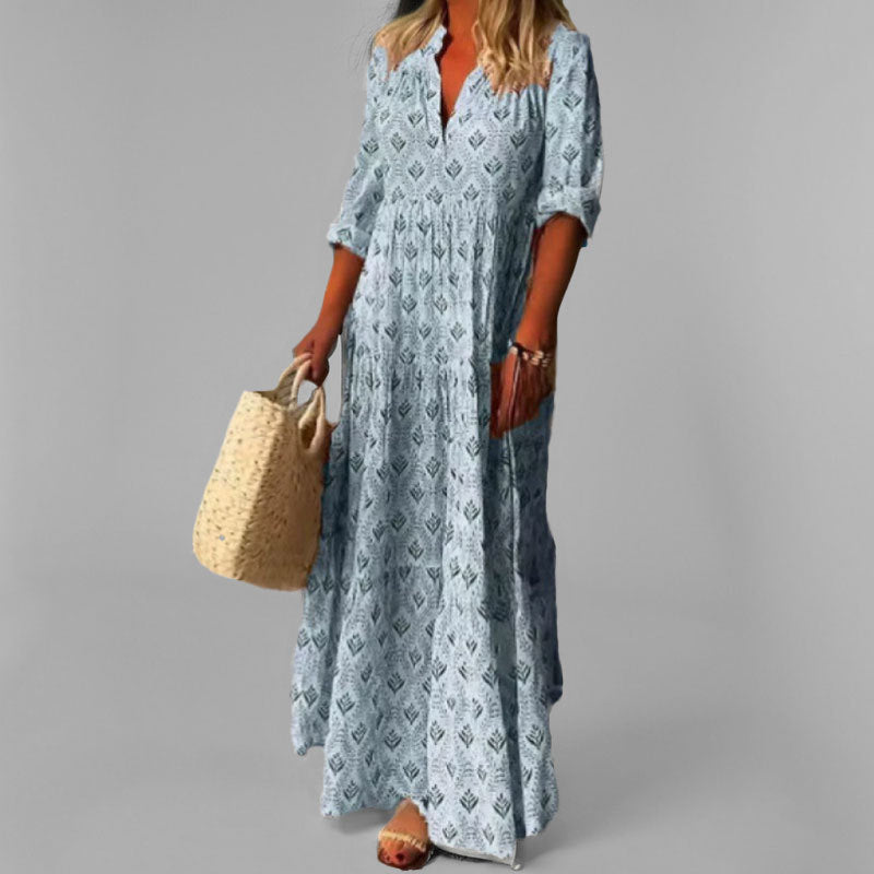 Ladies Floral Long Sleeve Maxi Dress