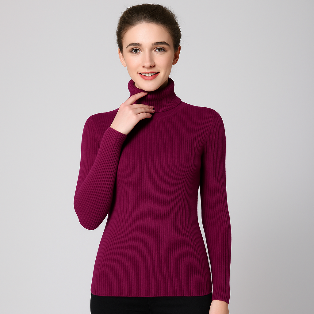 Women’s Ribbed Turtleneck Classic Sweater