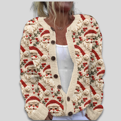 Women's Santa Knitted Christmas Cardigan - Ugly Christmas Sweater