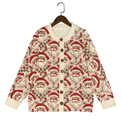 Women's Santa Knitted Christmas Cardigan - Ugly Christmas Sweater