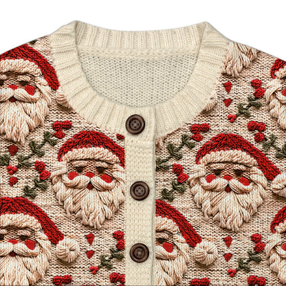 Women's Santa Knitted Christmas Cardigan - Ugly Christmas Sweater