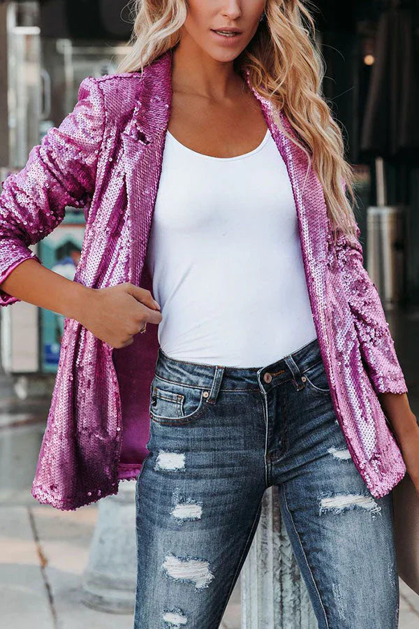Nova | Women's Sequin Blazer with Lapel