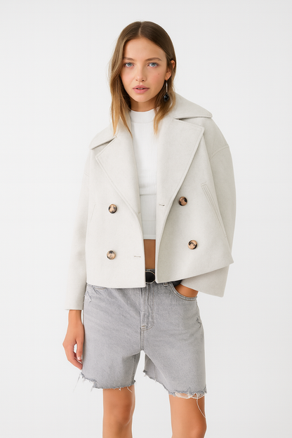 Women’s Double-Breasted Cropped Peacoat