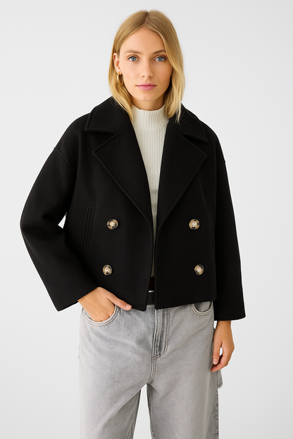 Women’s Double-Breasted Cropped Peacoat