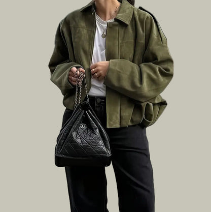 Women’s Oversized Cropped Bomber Jacket