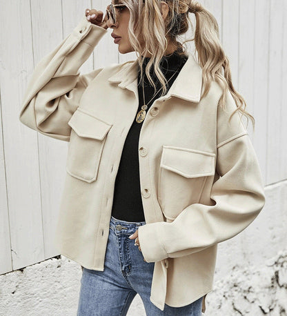 Savannah | Women’s Oversized Wool Blend Jacket – Stylish Button Front Winter Coat with Flap Pockets