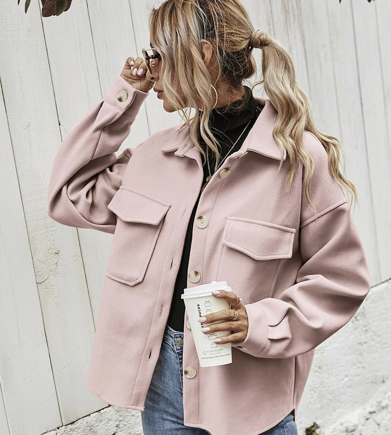 Savannah | Women’s Oversized Wool Blend Jacket – Stylish Button Front Winter Coat with Flap Pockets