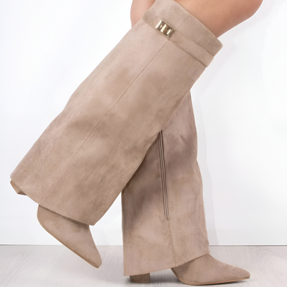 Ladies Soft Leather Low Heel Boots