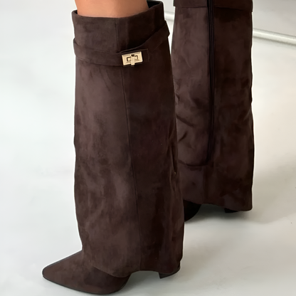 Ladies Soft Leather Low Heel Boots