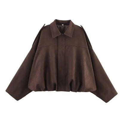 MotoCoat | Women's Vintage Suede Bomber Jacket – Casual Zipper Motorcycle Coat for Autumn