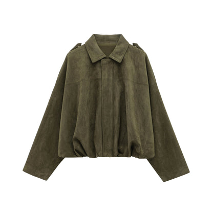 MotoCoat | Women's Vintage Suede Bomber Jacket – Casual Zipper Motorcycle Coat for Autumn