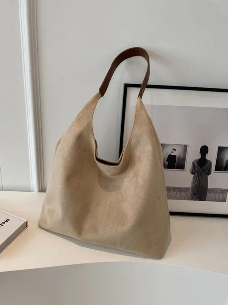 Women’s Suede handbag Minimalist Shopper bag Quiet Luxury