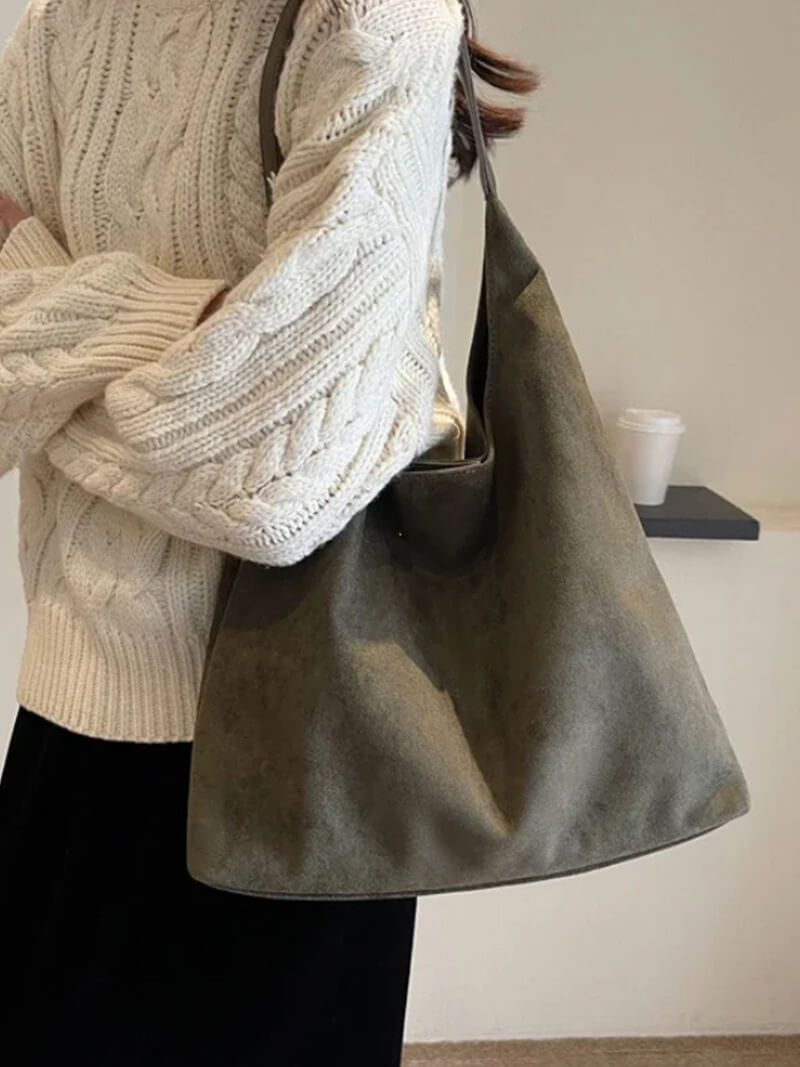 Women’s Suede handbag Minimalist Shopper bag Quiet Luxury