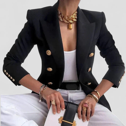 Women’s Elegant Double-Breasted Short Blazer