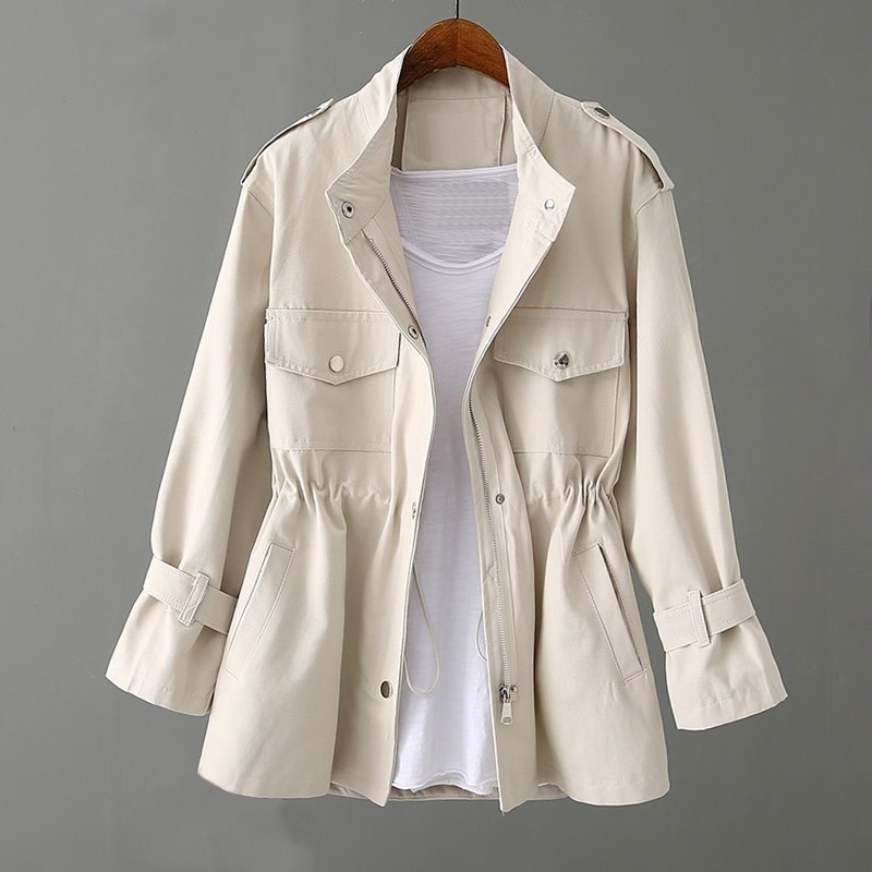 Ayesha | Women's Trench Coat – Slim Fit Outerwear with Flap Pockets and Zip Placket for Spring and Fall