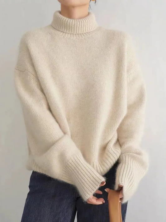Women’s Cozy Fold-Over Turtleneck Knit Sweater